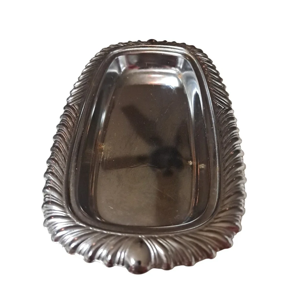 Vintage Chrome Plated Butter Dish & Lid  Irvingware Made In‎ USA Glass Insert
